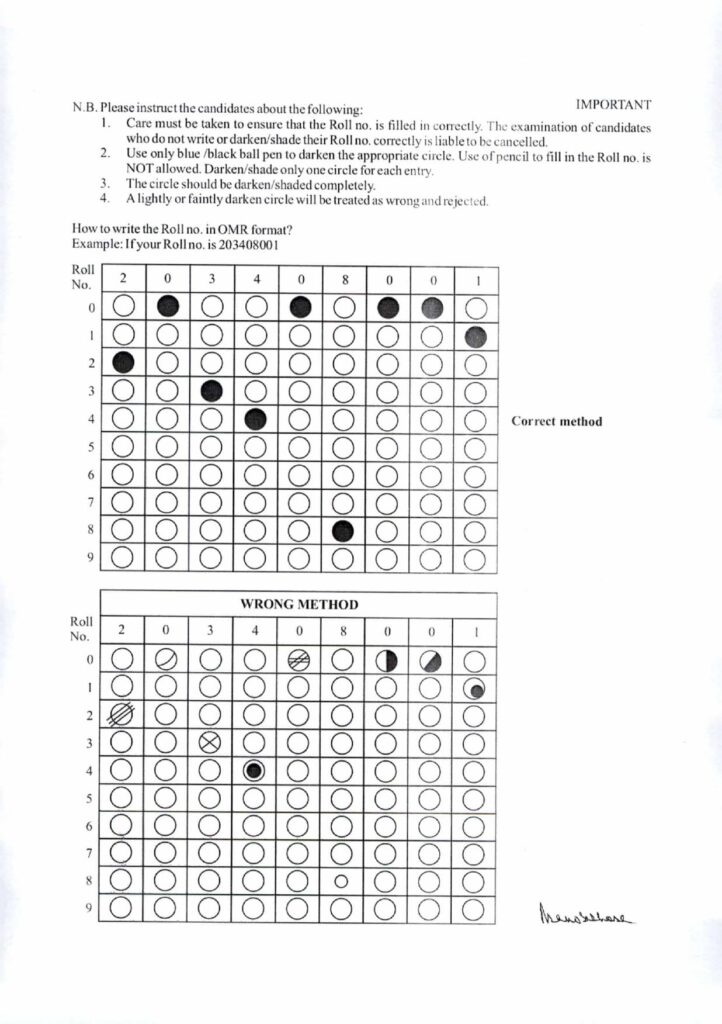 nbse sample omr sheet 2024 for hslc and hsslc