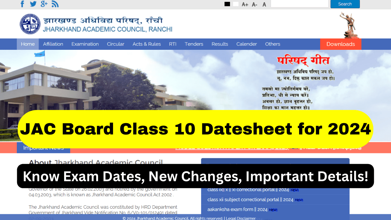 class 10 board exam date sheet jac