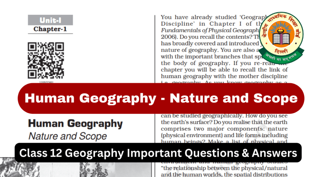 human geography nature and scope class 12 important  questions answers