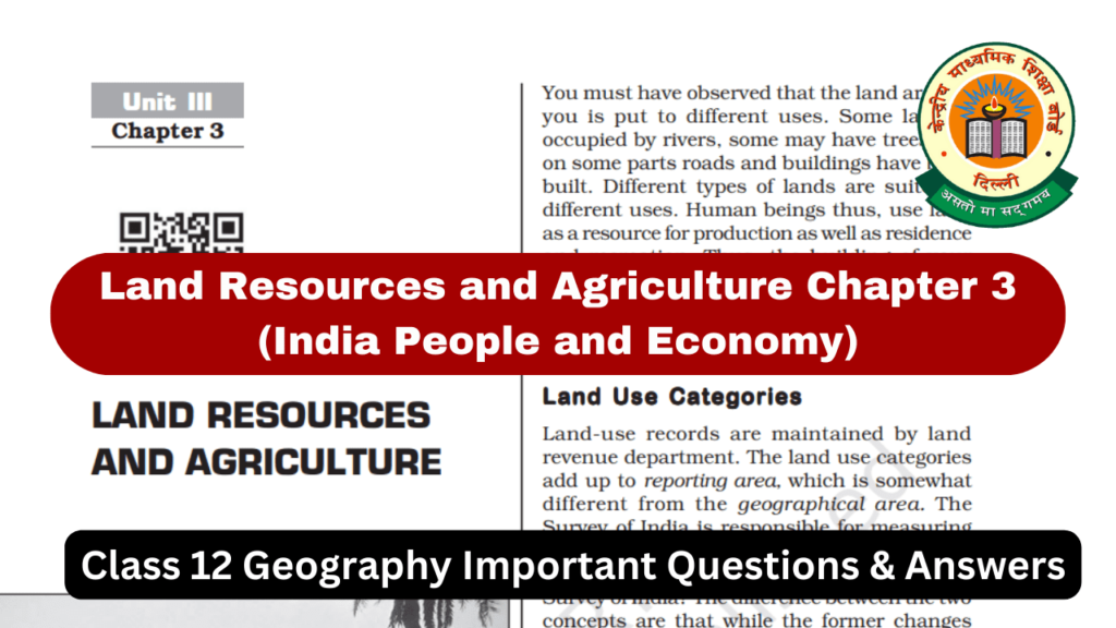 land resources and agriculture class 12 questions answers